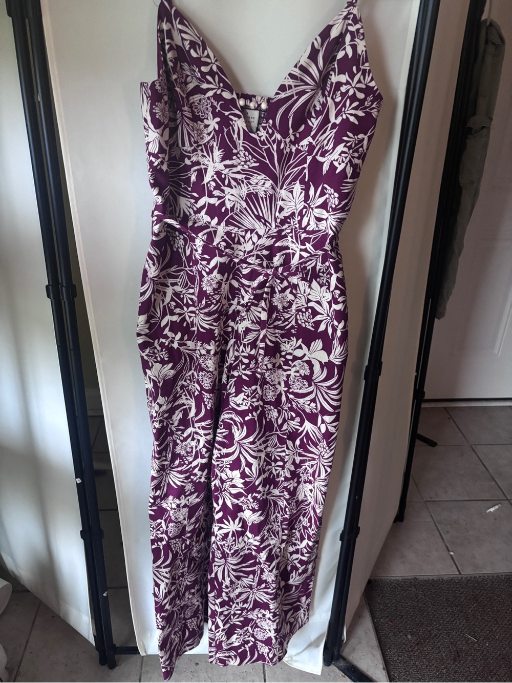 a new day Purple & White Floral V-Neck Wide-Leg Jumpsuit
